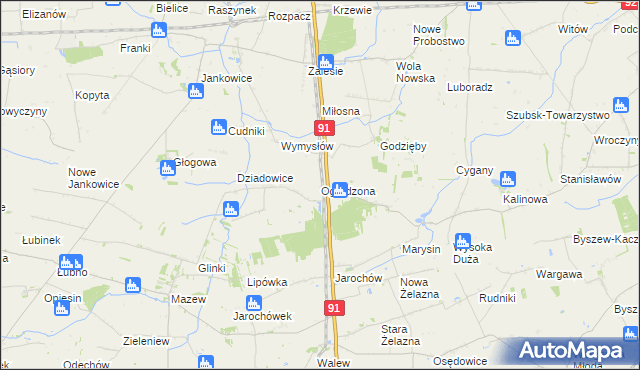 mapa Ogrodzona gmina Daszyna, Ogrodzona gmina Daszyna na mapie Targeo