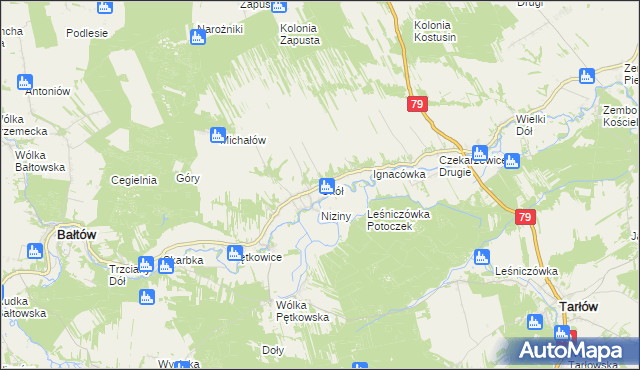 mapa Okół gmina Bałtów, Okół gmina Bałtów na mapie Targeo