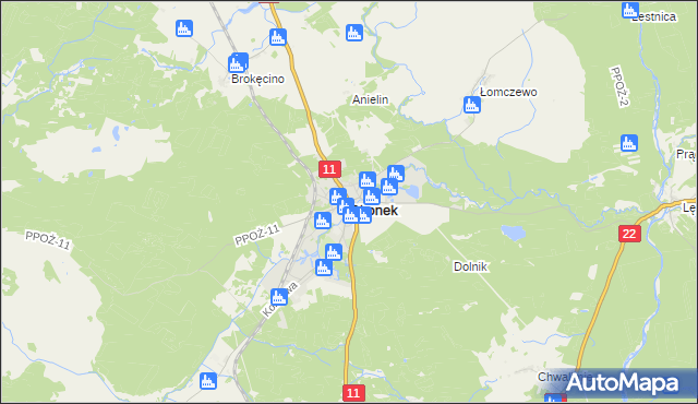 mapa Okonek, Okonek na mapie Targeo