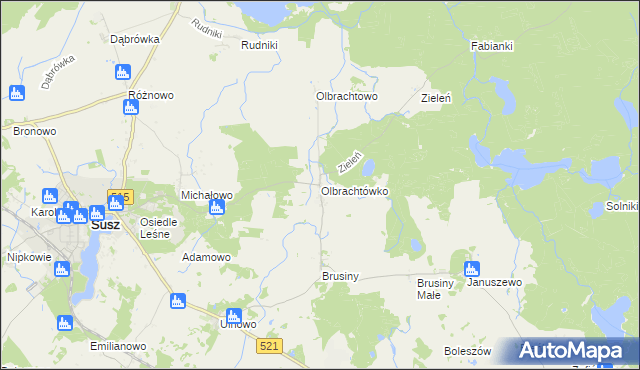 mapa Olbrachtówko, Olbrachtówko na mapie Targeo