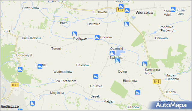 mapa Olchowiec-Kolonia gmina Wierzbica, Olchowiec-Kolonia gmina Wierzbica na mapie Targeo