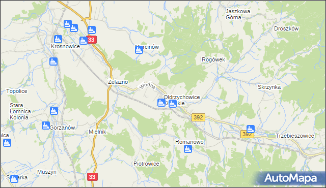 mapa Ołdrzychowice Kłodzkie, Ołdrzychowice Kłodzkie na mapie Targeo