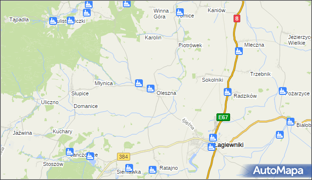 mapa Oleszna, Oleszna na mapie Targeo