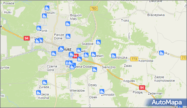 mapa Olewin gmina Olkusz, Olewin gmina Olkusz na mapie Targeo