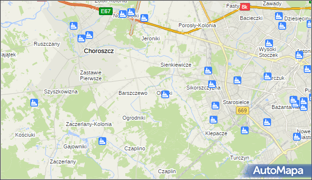 mapa Oliszki gmina Choroszcz, Oliszki gmina Choroszcz na mapie Targeo