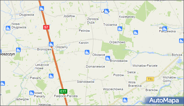 mapa Olkowice, Olkowice na mapie Targeo