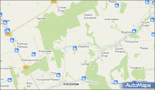 mapa Olszanka gmina Krzczonów, Olszanka gmina Krzczonów na mapie Targeo