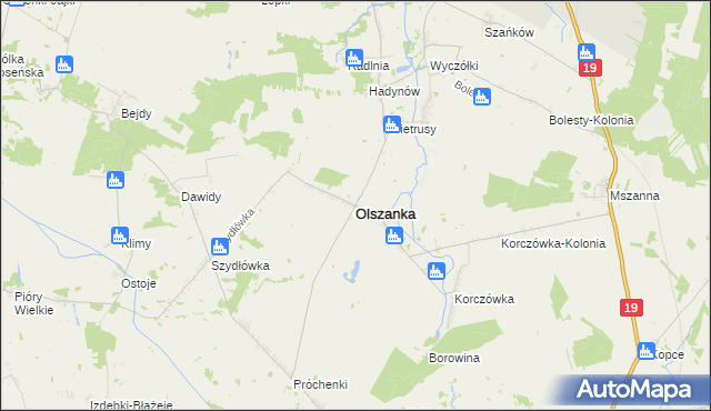 mapa Olszanka powiat łosicki, Olszanka powiat łosicki na mapie Targeo