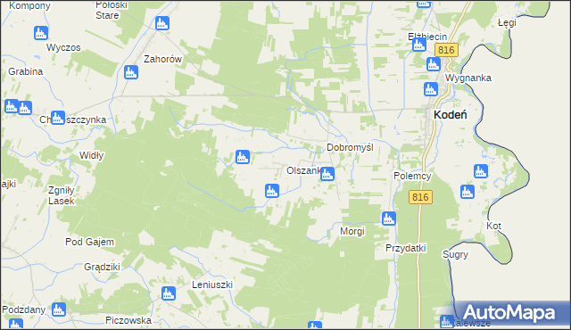 mapa Olszanki, Olszanki na mapie Targeo