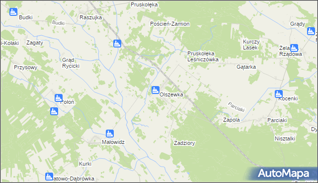 mapa Olszewka gmina Jednorożec, Olszewka gmina Jednorożec na mapie Targeo