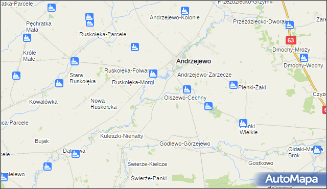 mapa Olszewo-Cechny, Olszewo-Cechny na mapie Targeo