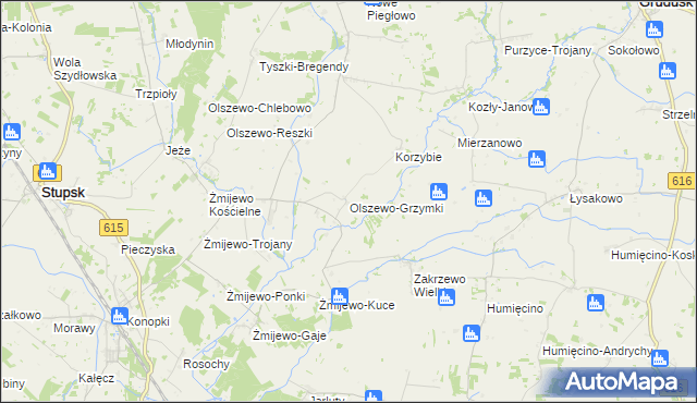 mapa Olszewo-Grzymki, Olszewo-Grzymki na mapie Targeo