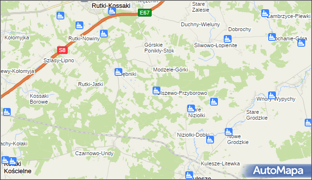 mapa Olszewo-Przyborowo, Olszewo-Przyborowo na mapie Targeo