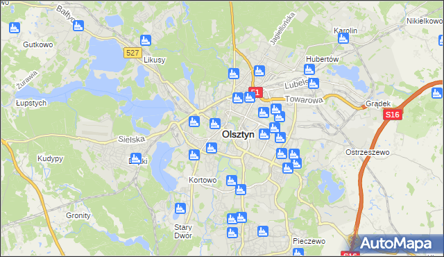 mapa Olsztyna, Olsztyn na mapie Targeo