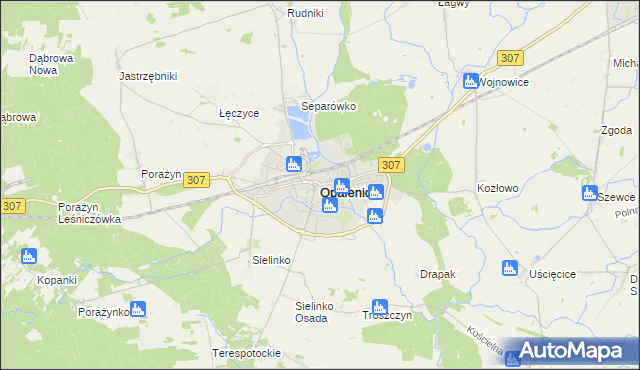 mapa Opalenica powiat nowotomyski, Opalenica powiat nowotomyski na mapie Targeo