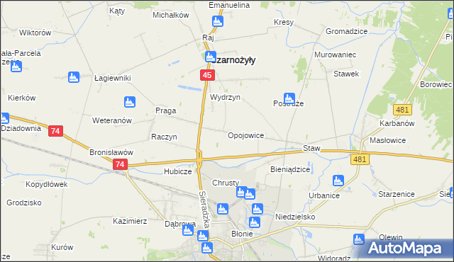 mapa Opojowice, Opojowice na mapie Targeo
