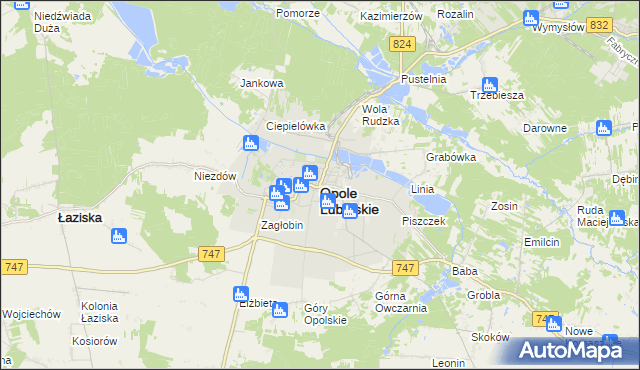 mapa Opole Lubelskie, Opole Lubelskie na mapie Targeo