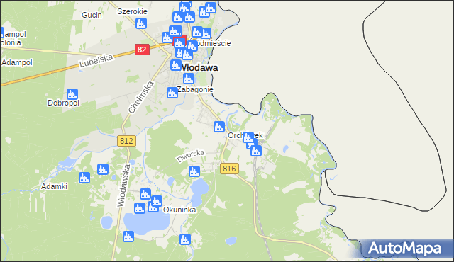 mapa Orchówek gmina Włodawa, Orchówek gmina Włodawa na mapie Targeo