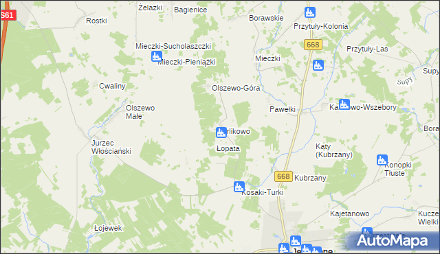 mapa Orlikowo, Orlikowo na mapie Targeo
