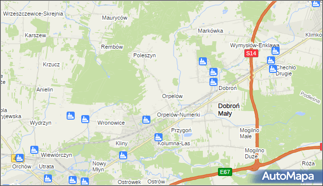 mapa Orpelów, Orpelów na mapie Targeo