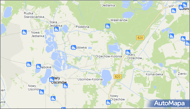 mapa Orzechów-Kolonia, Orzechów-Kolonia na mapie Targeo