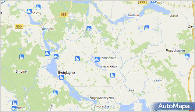 mapa Orzechówko gmina Świętajno, Orzechówko gmina Świętajno na mapie Targeo