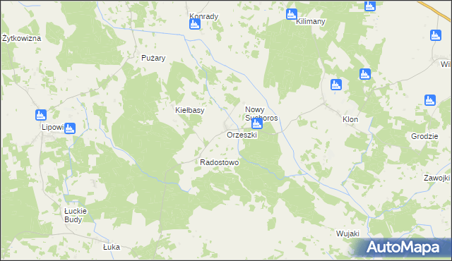 mapa Orzeszki, Orzeszki na mapie Targeo