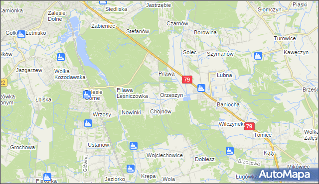 mapa Orzeszyn, Orzeszyn na mapie Targeo