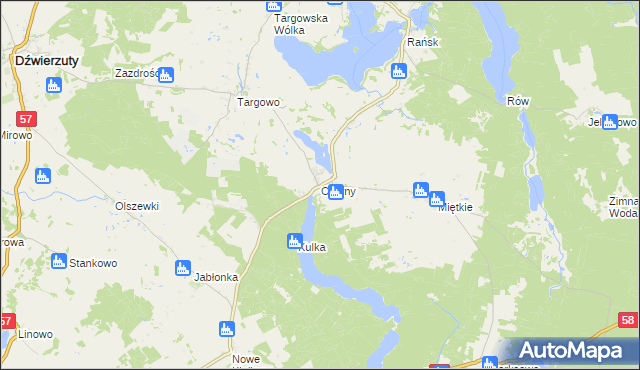 mapa Orzyny, Orzyny na mapie Targeo