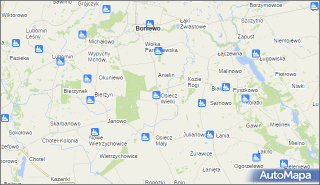 mapa Osiecz Wielki, Osiecz Wielki na mapie Targeo