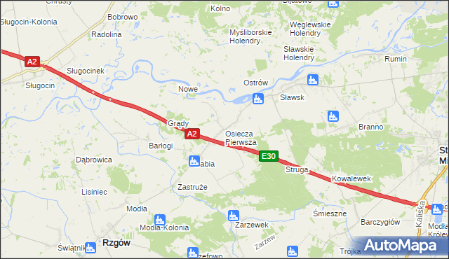 mapa Osiecza Pierwsza, Osiecza Pierwsza na mapie Targeo