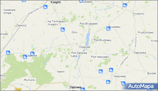 mapa Osieczek gmina Książki, Osieczek gmina Książki na mapie Targeo