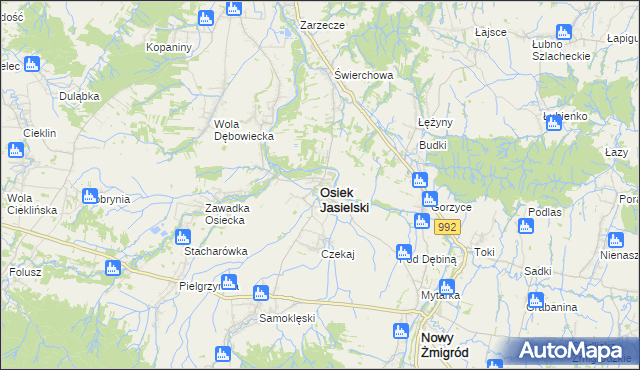 mapa Osiek Jasielski, Osiek Jasielski na mapie Targeo