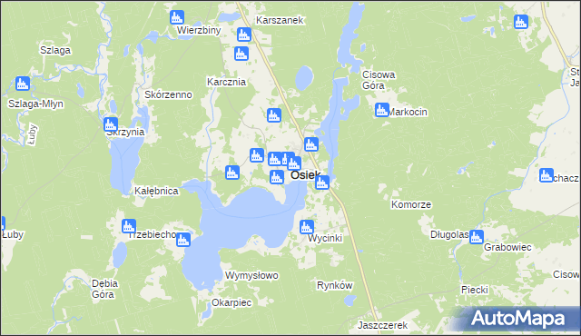 mapa Osiek powiat starogardzki, Osiek powiat starogardzki na mapie Targeo
