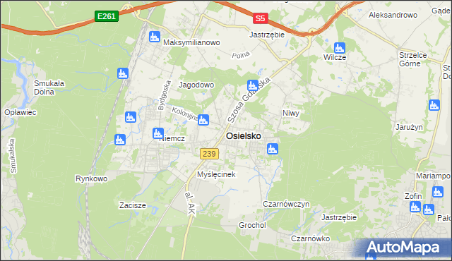 mapa Osielsko, Osielsko na mapie Targeo