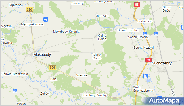 mapa Osiny Górne, Osiny Górne na mapie Targeo