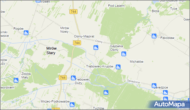 mapa Osiny-Mokra Niwa, Osiny-Mokra Niwa na mapie Targeo