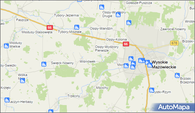 mapa Osipy-Zakrzewizna, Osipy-Zakrzewizna na mapie Targeo