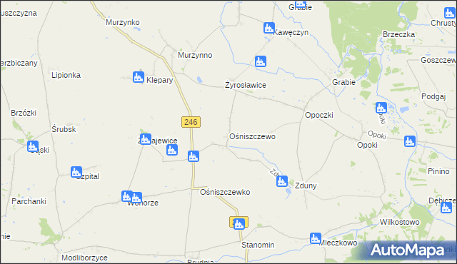 mapa Ośniszczewo, Ośniszczewo na mapie Targeo