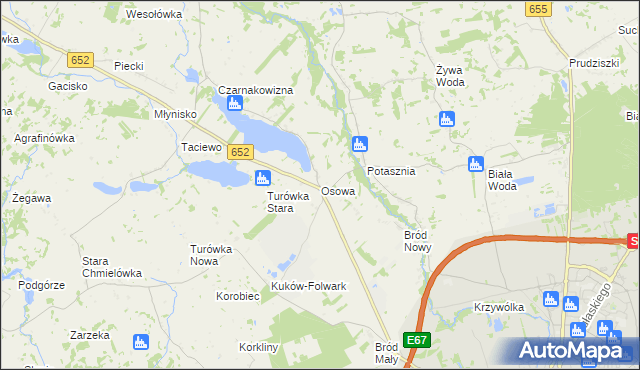 mapa Osowa gmina Suwałki, Osowa gmina Suwałki na mapie Targeo