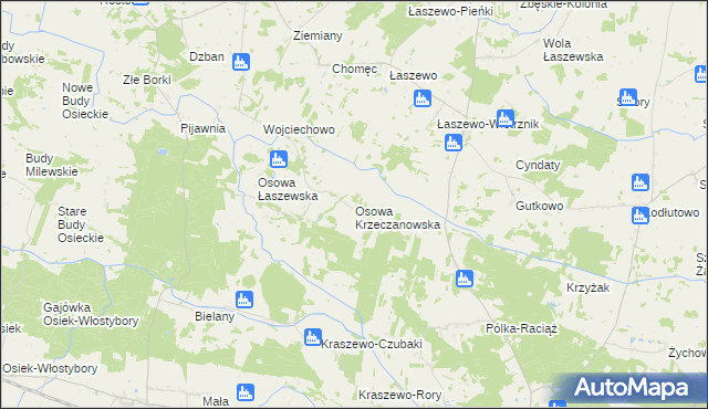 mapa Osowa Krzeczanowska, Osowa Krzeczanowska na mapie Targeo