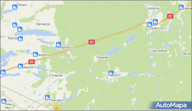 mapa Osowiec gmina Dobiegniew, Osowiec gmina Dobiegniew na mapie Targeo