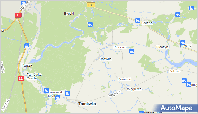 mapa Osówka gmina Tarnówka, Osówka gmina Tarnówka na mapie Targeo