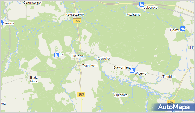 mapa Osówko gmina Tychowo, Osówko gmina Tychowo na mapie Targeo