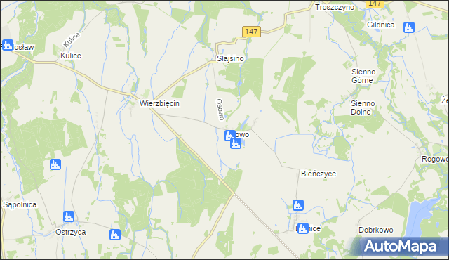 mapa Osowo gmina Nowogard, Osowo gmina Nowogard na mapie Targeo
