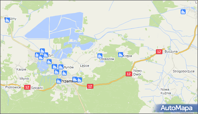 mapa Ostaszów, Ostaszów na mapie Targeo