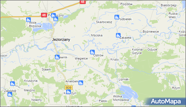 mapa Ostrów gmina Michów, Ostrów gmina Michów na mapie Targeo