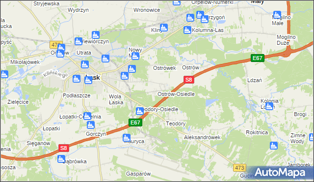 mapa Ostrów-Osiedle, Ostrów-Osiedle na mapie Targeo