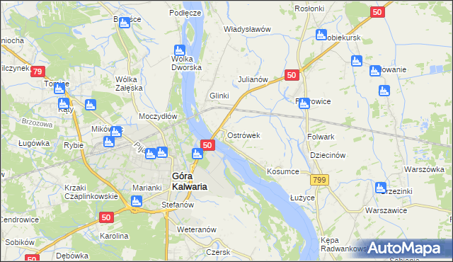 mapa Ostrówek gmina Karczew, Ostrówek gmina Karczew na mapie Targeo