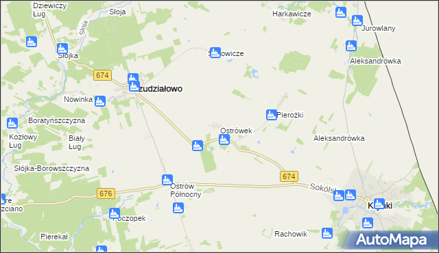 mapa Ostrówek gmina Szudziałowo, Ostrówek gmina Szudziałowo na mapie Targeo